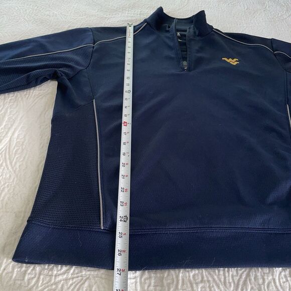 Cutter & Buck Mens West Virginia Mountaineers 1/4 Zip Pullover Navy Med EUC - Picture 7 of 11